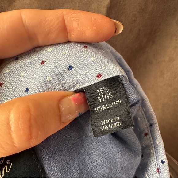 Original Penguin Heritage Slim Fit Button Down Light Blue Micro Dot 16.5/34-35 - Picture 14 of 14